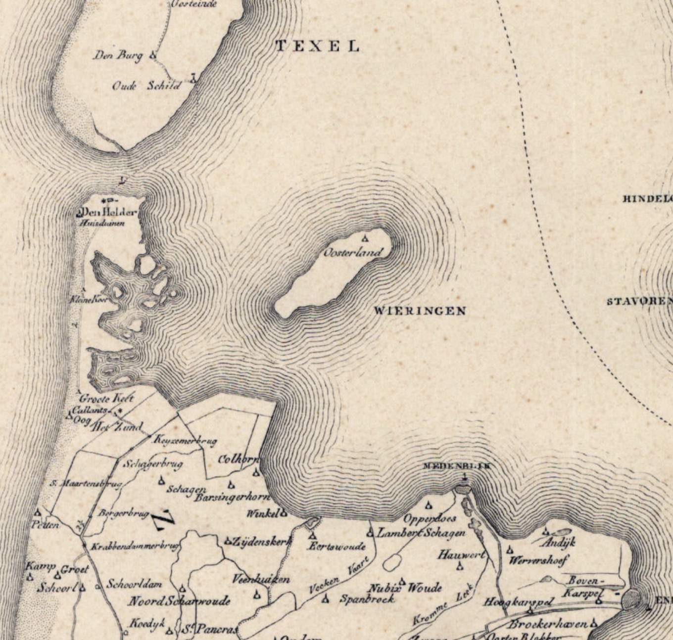 Oude kaart van Wieringen